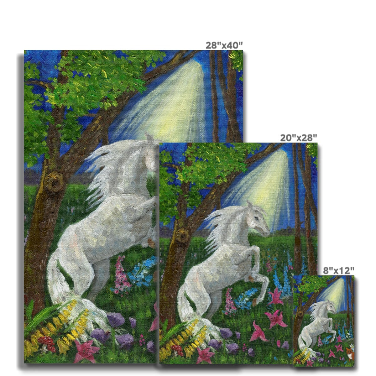 Amazing White Horse Oil Painting Canvas