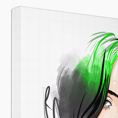 Billie Ellish Green Illustration Canvas