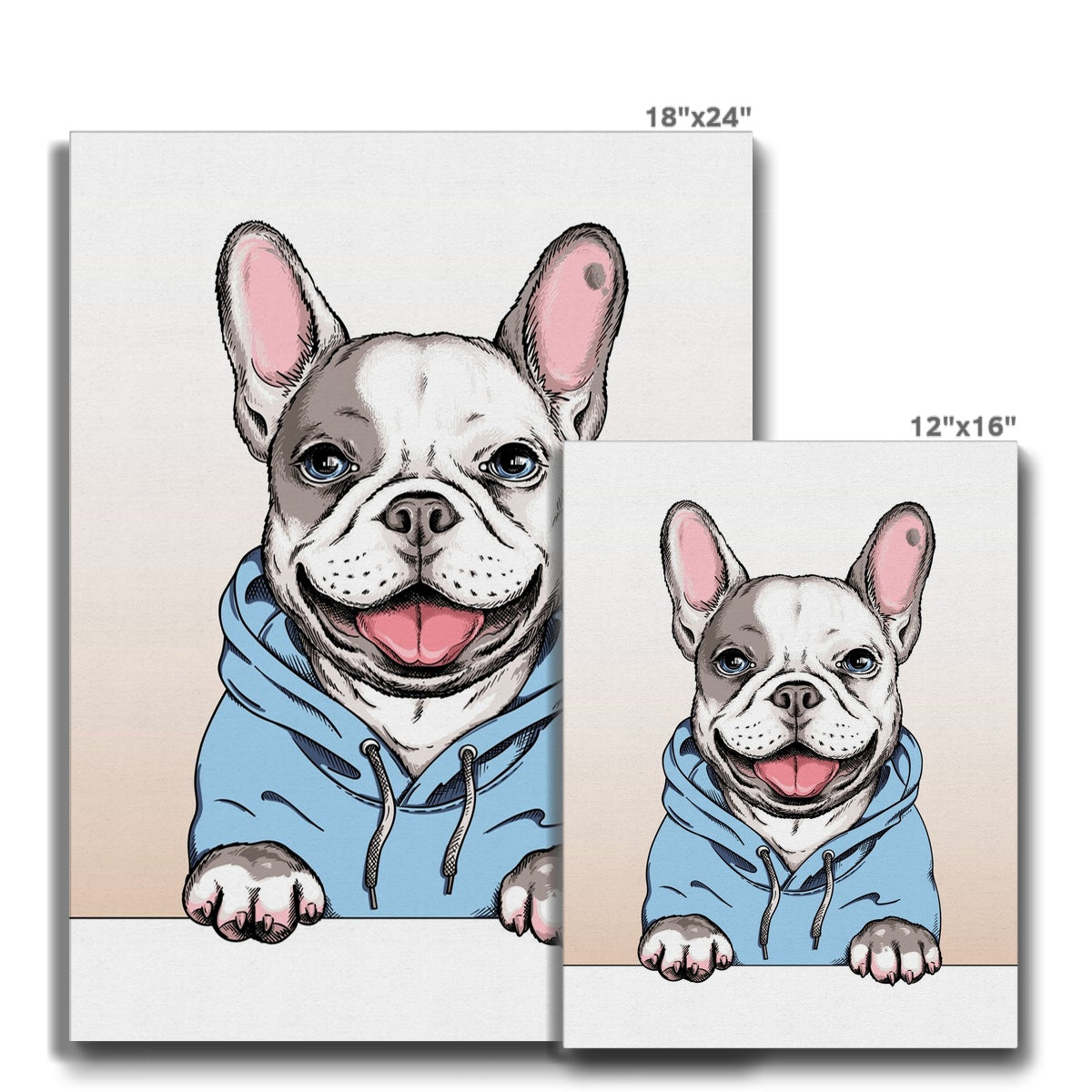 French Bulldog In Blue Hoodie Canvas