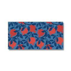 Pomegranates Blue Seamless Print Canvas