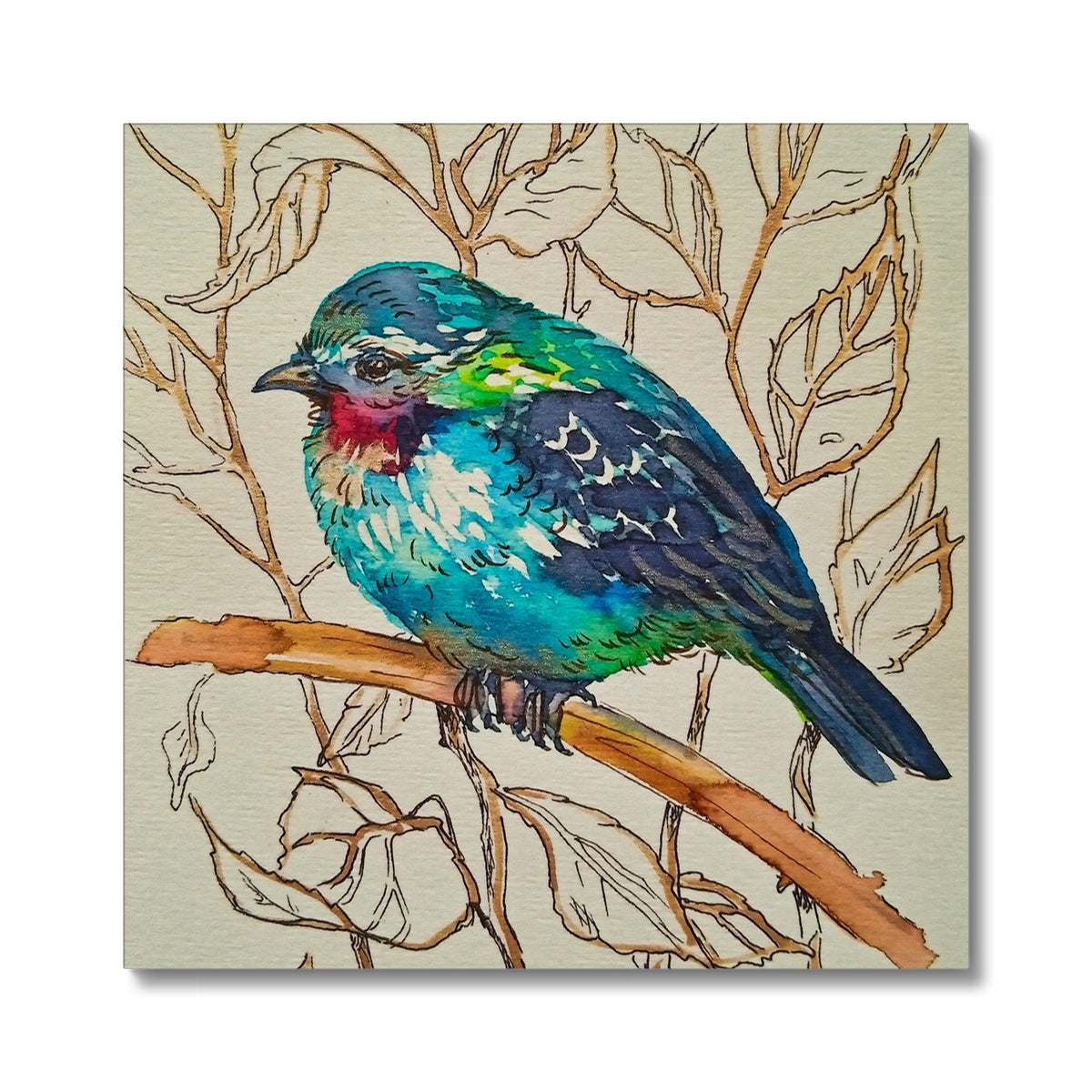 Adorable Sparrow On Branch Canvas