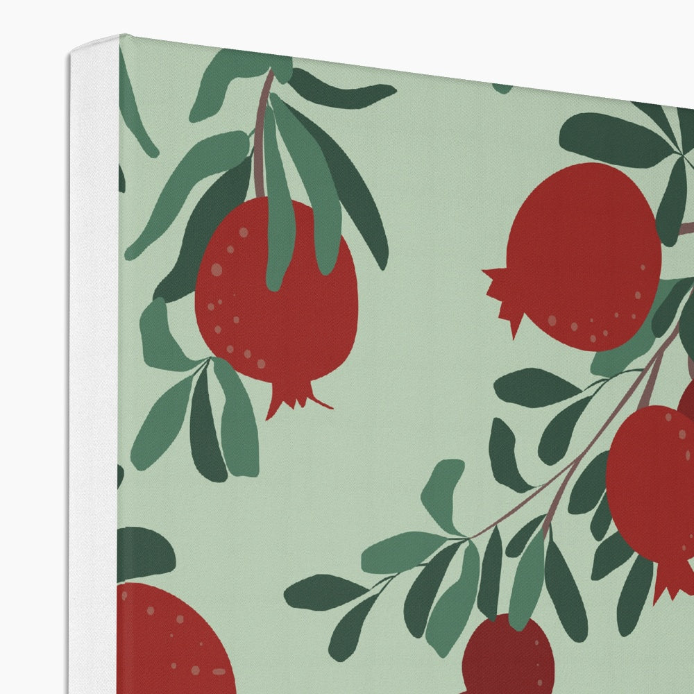 Pomegranates Green Seamless Print Canvas