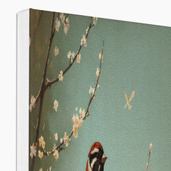 Small Sparrow & Cherry Blossom Canvas