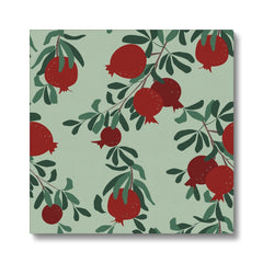 Pomegranates Green Seamless Print Canvas