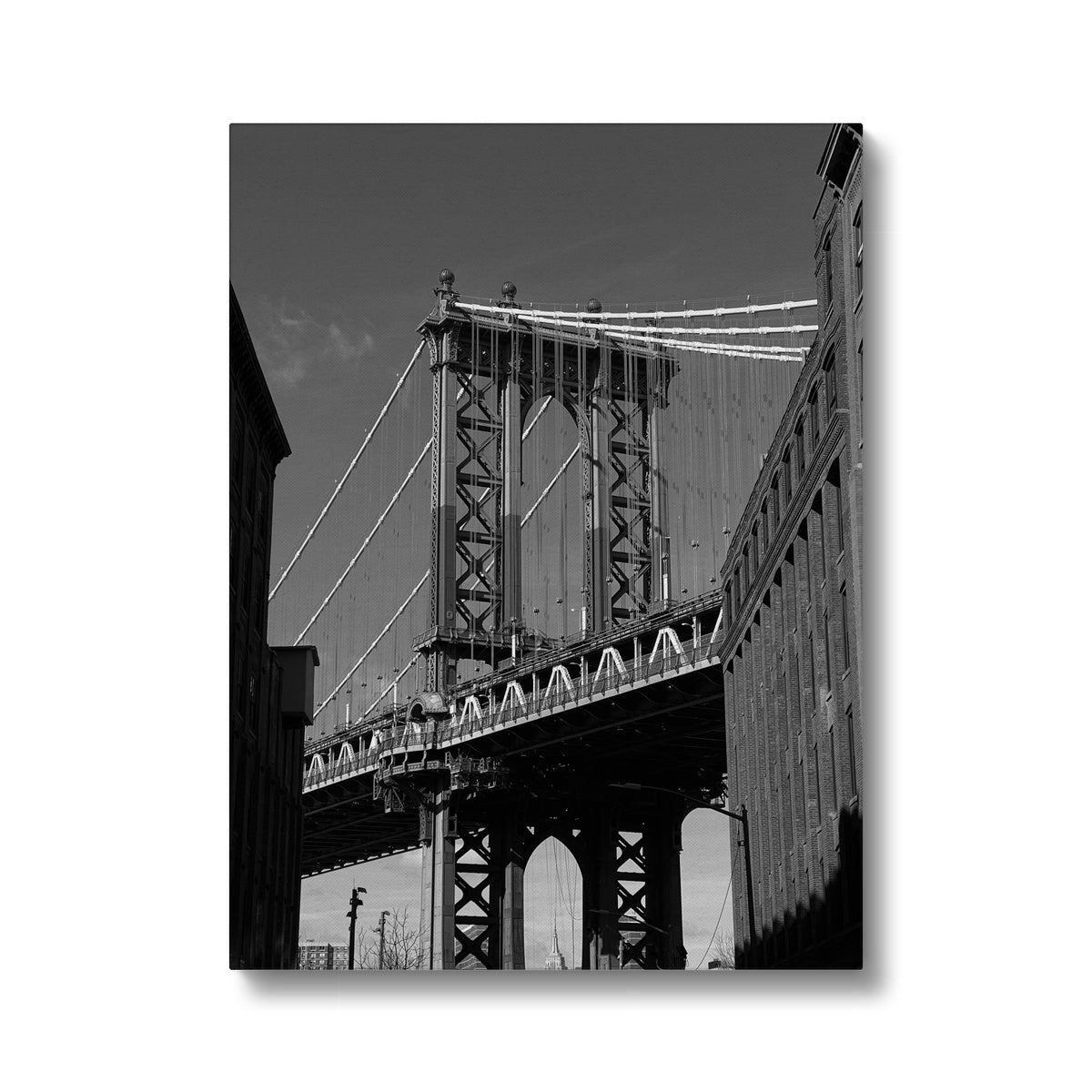 Greyscale Dumbo Manhattan Bridge View Canvas