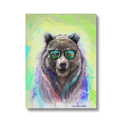 Brown Bear With Glasses Illustration Canvas