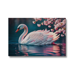 Striking Swan's Pink Illustration Canvas