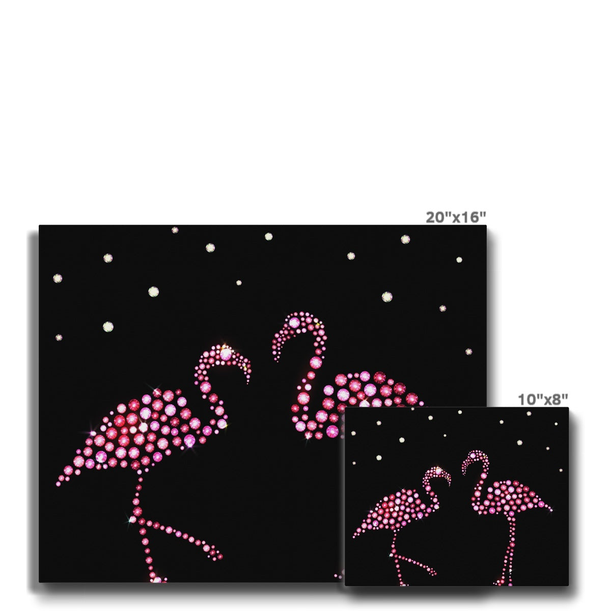 Sparkling Flamingos Portrait Canvas