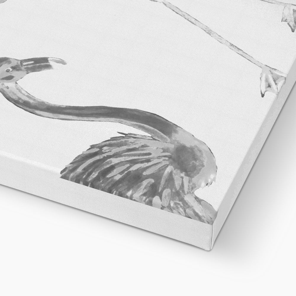 Grayscale Flamingos Seamless Painting Canvas