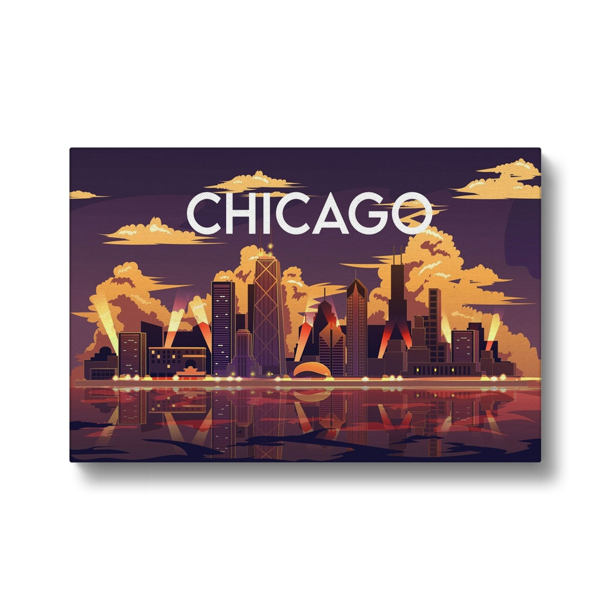 Cloudy Sky & Chicago Skyline Illustration Canvas