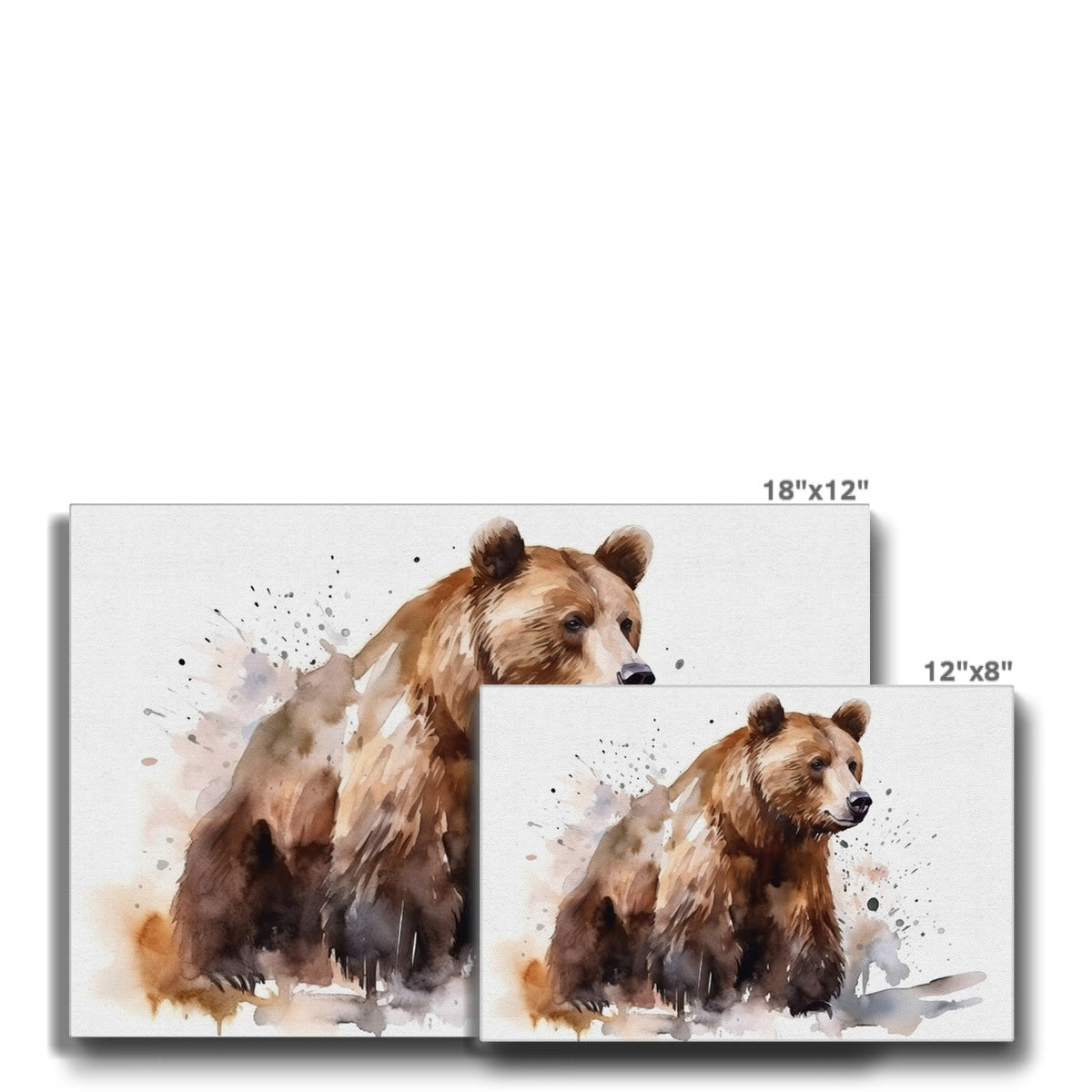 Grizzly Bear Water Art Canvas