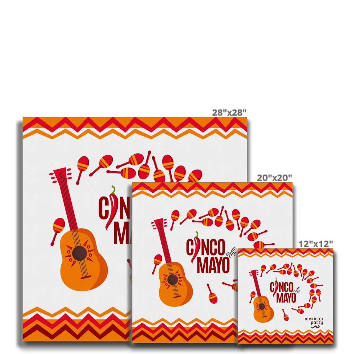 White & Orange Cinco De Mayo Art Canvas