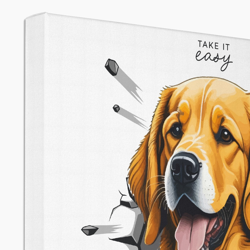 Smiling Golden Retriever Illustration Canvas