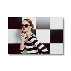 Striking Black & White Checkered Dress Canvas