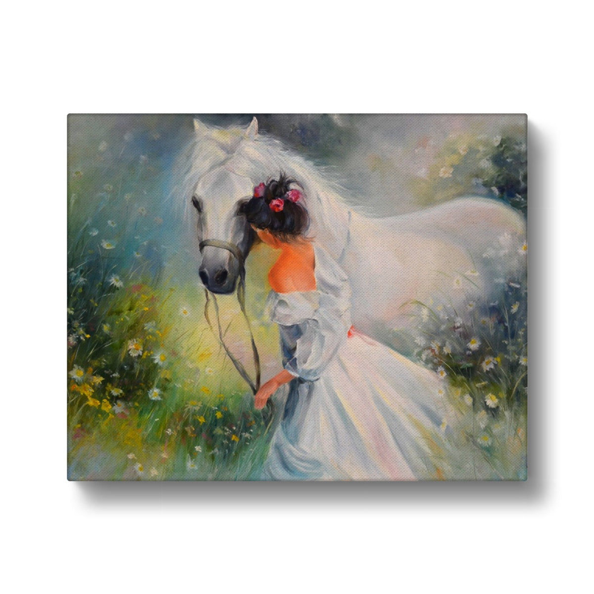 Horse & Princess In Garden Canvas