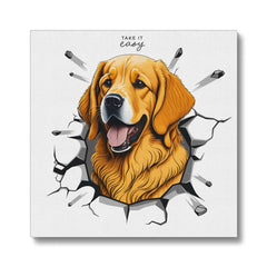 Smiling Golden Retriever Illustration Canvas