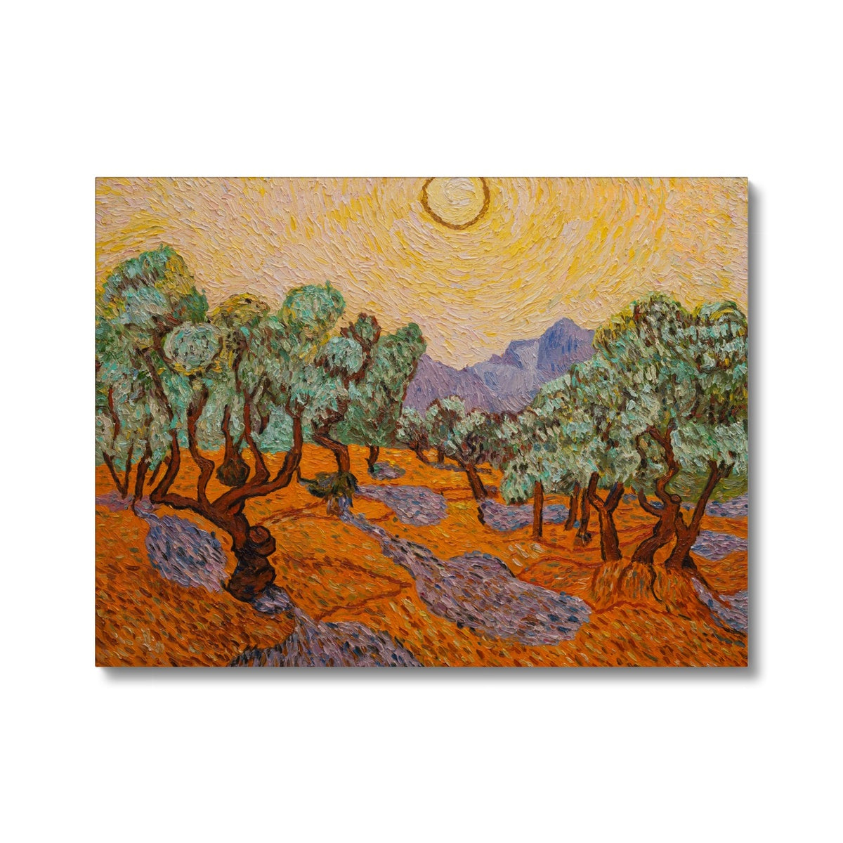 Olive Forest with Yellow Sky and Sun II By Vincent Van Gogh Canvas