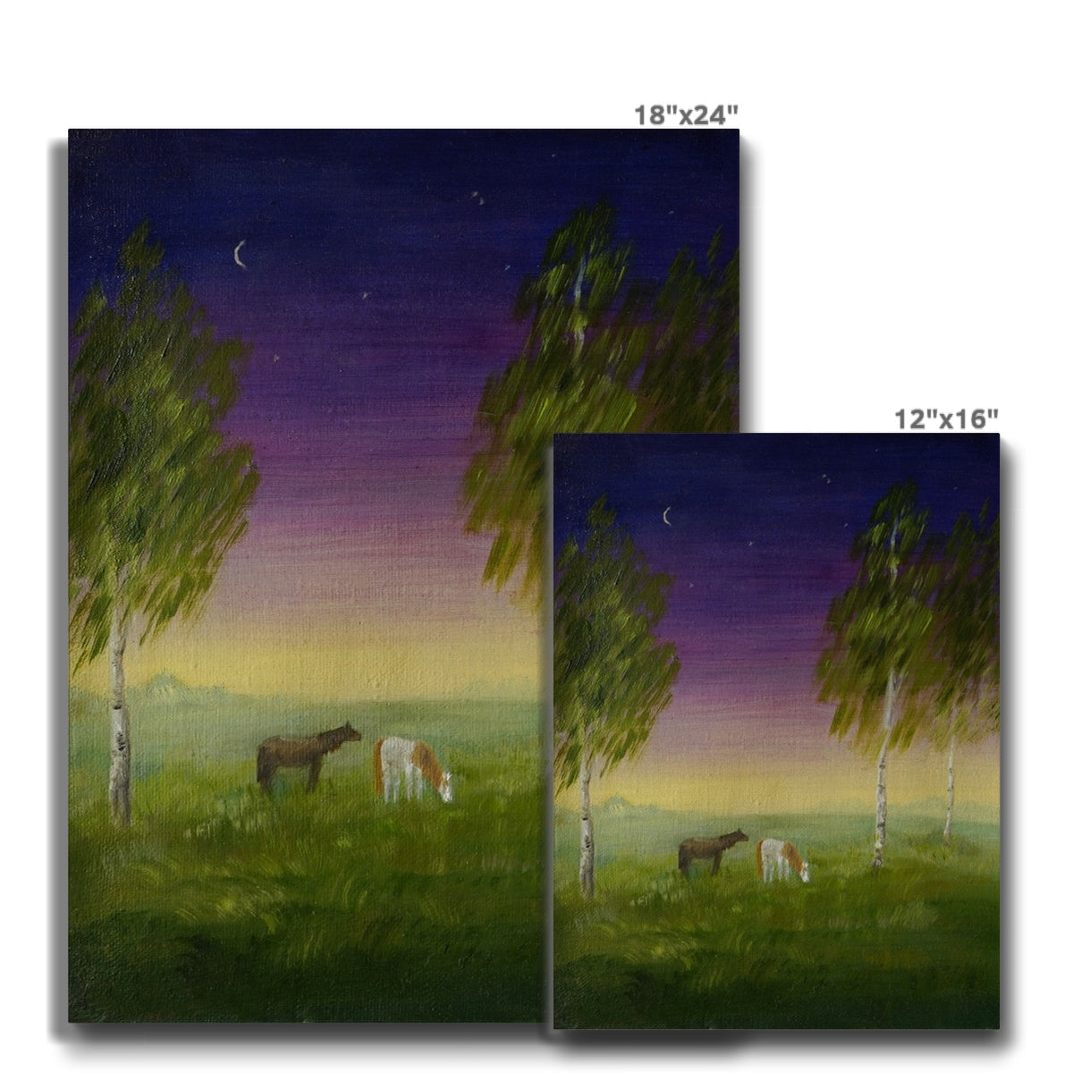 Horses In The Field Canvas