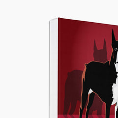 Black & Red Boston Terrier Illustration Canvas