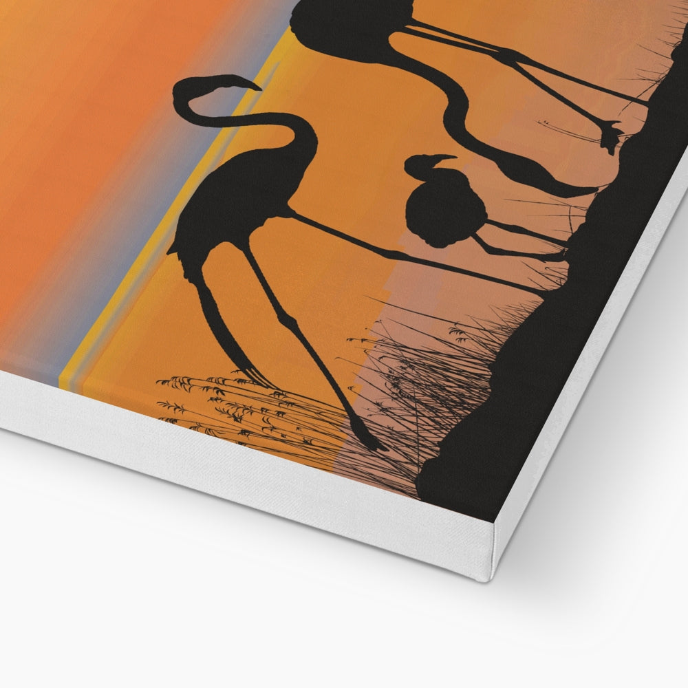 Flamingo Family & Sunset Canvas