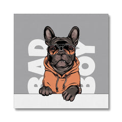 Brown French Bulldog In Orange Hoodie Canvas