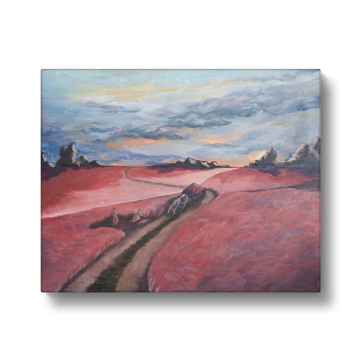 Horses & Pink Field Canvas