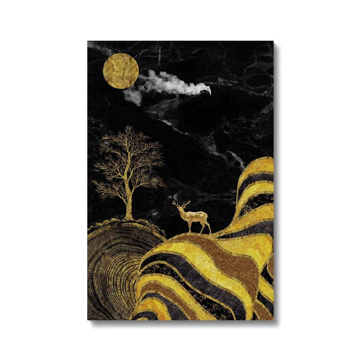 Black & Gold Deer Painting Canvas