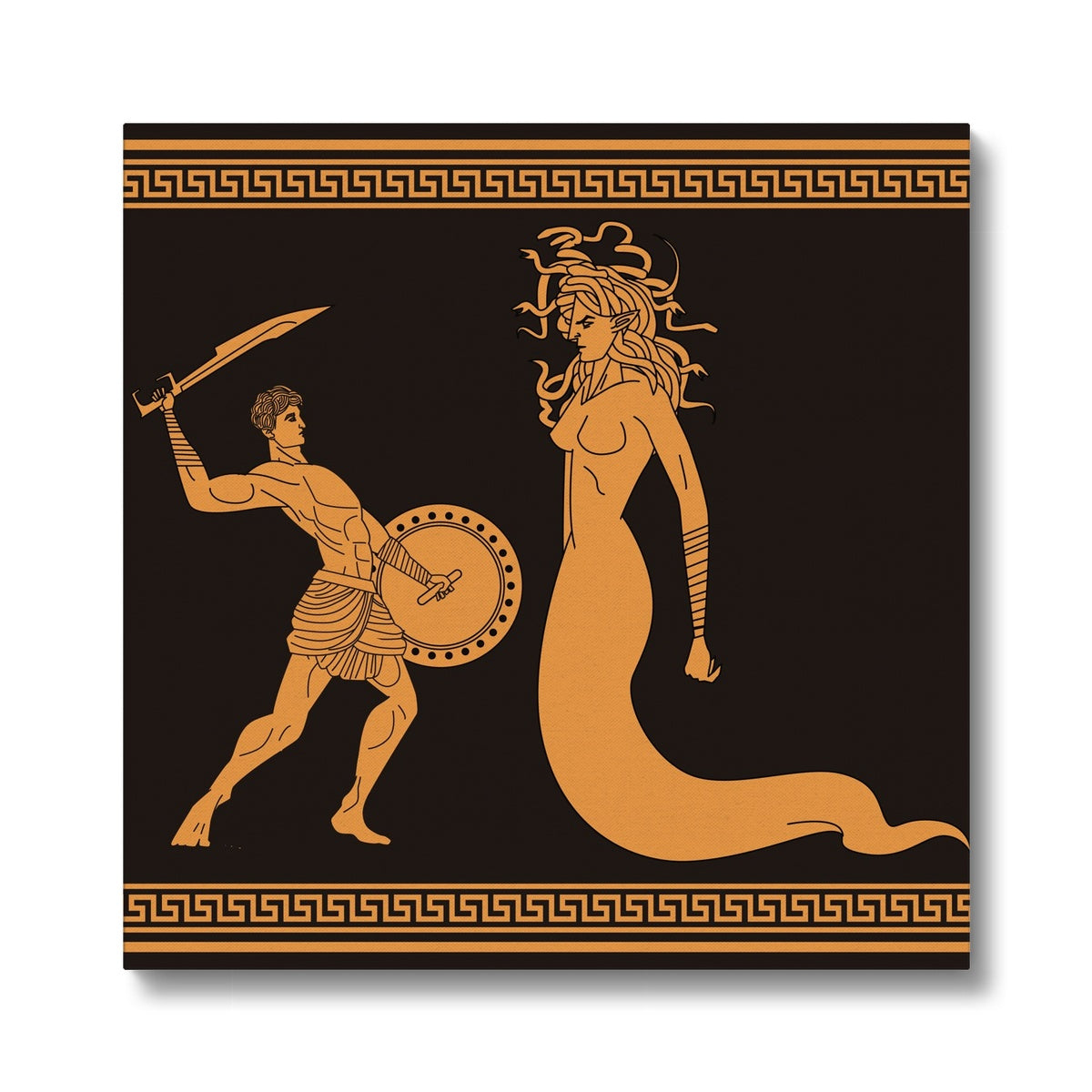 Medusa  & Perseus Black Illustration Canvas