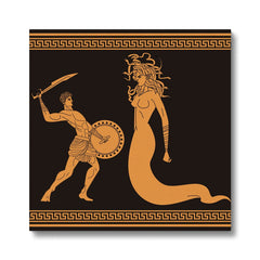 Medusa  & Perseus Black Illustration Canvas