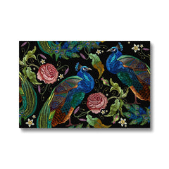 Peacock & Rose Seamless Print Canvas