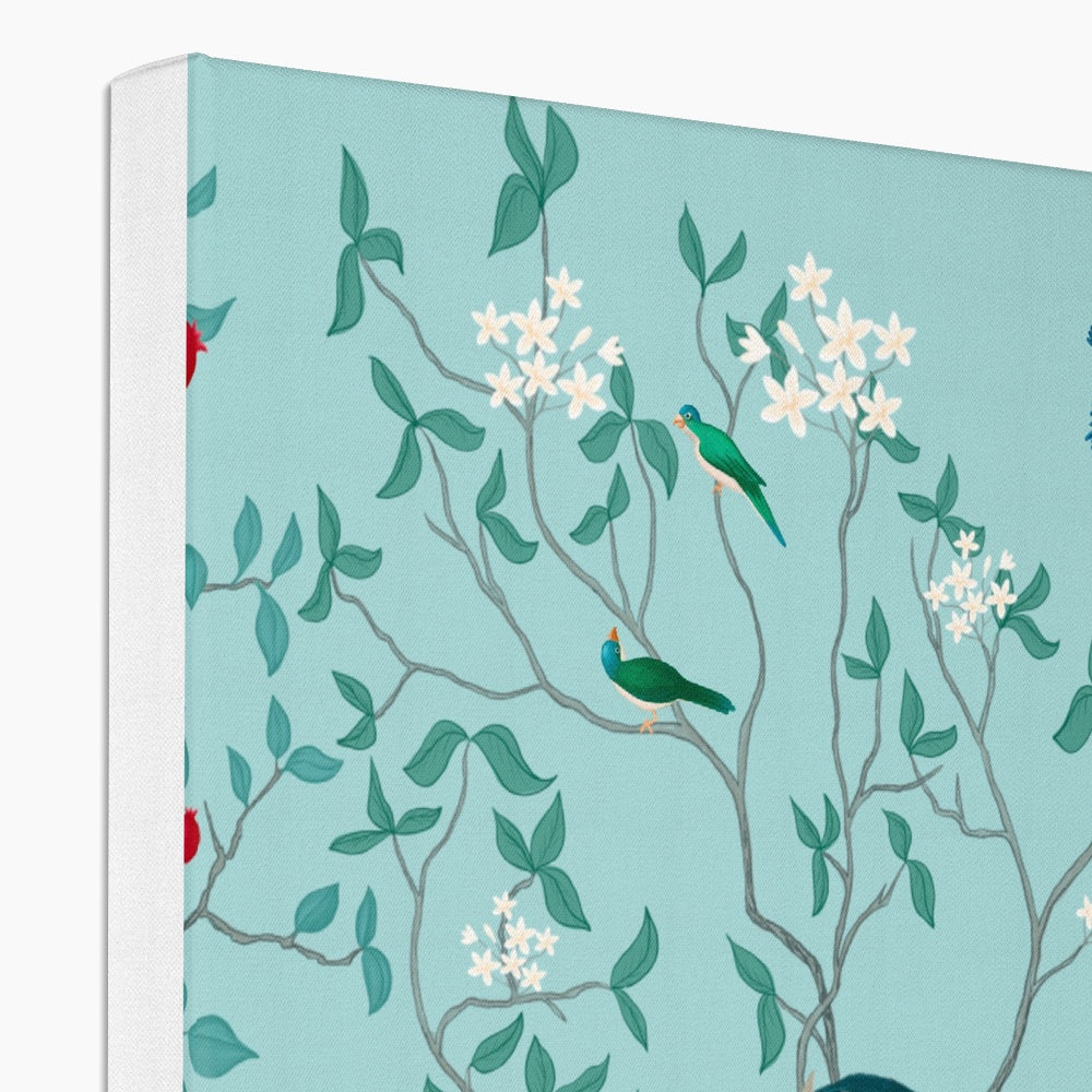 Parrots & Peacocks Chinoiserie Wall Art Canvas