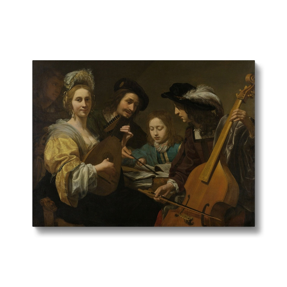 Guitar Musical Night, In Rembrandt van Rijn Style Canvas