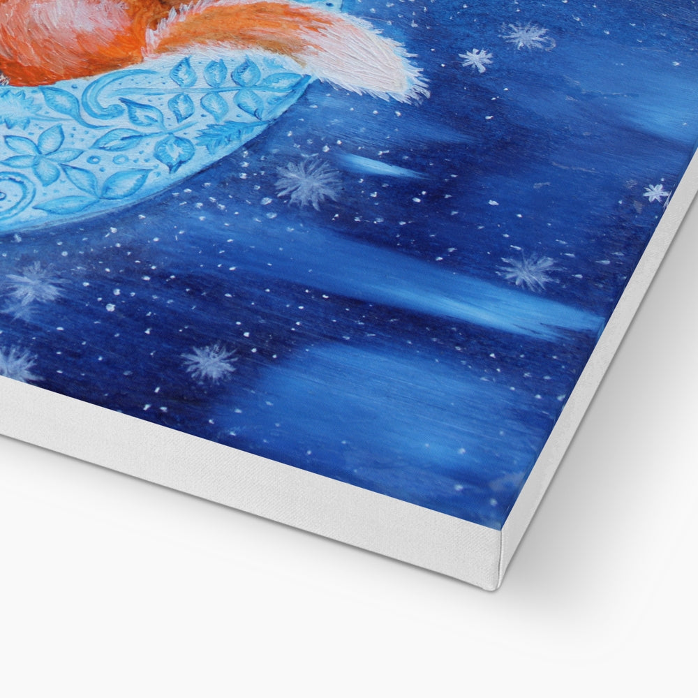 Fox Sleeping On A Moon Canvas