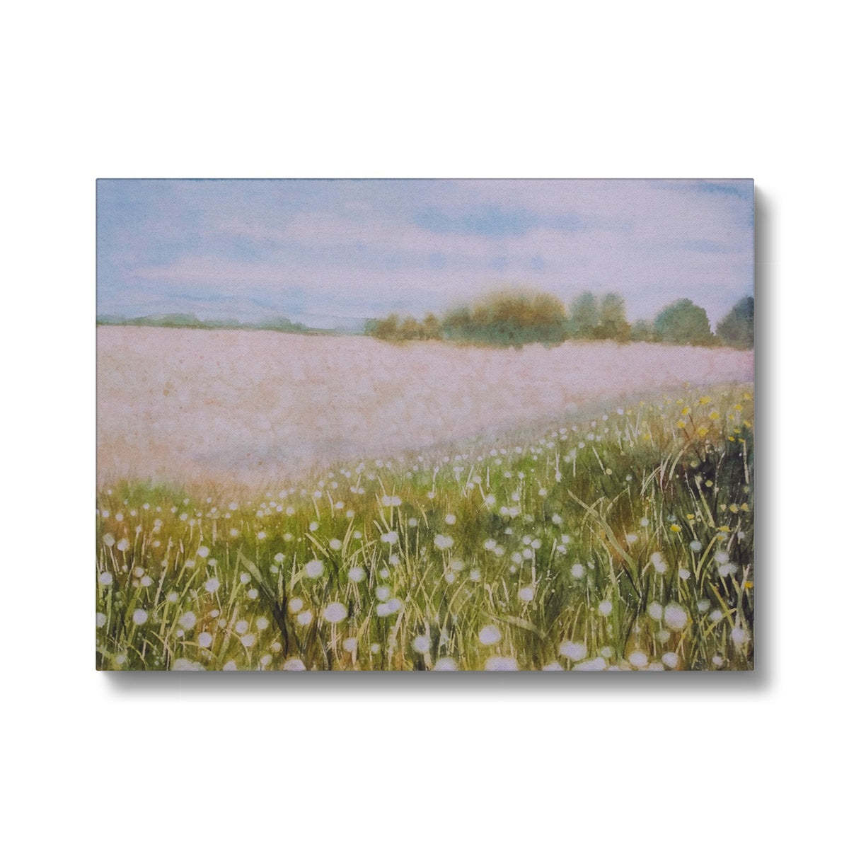 Pink Flower Field Oil Painting Canvas