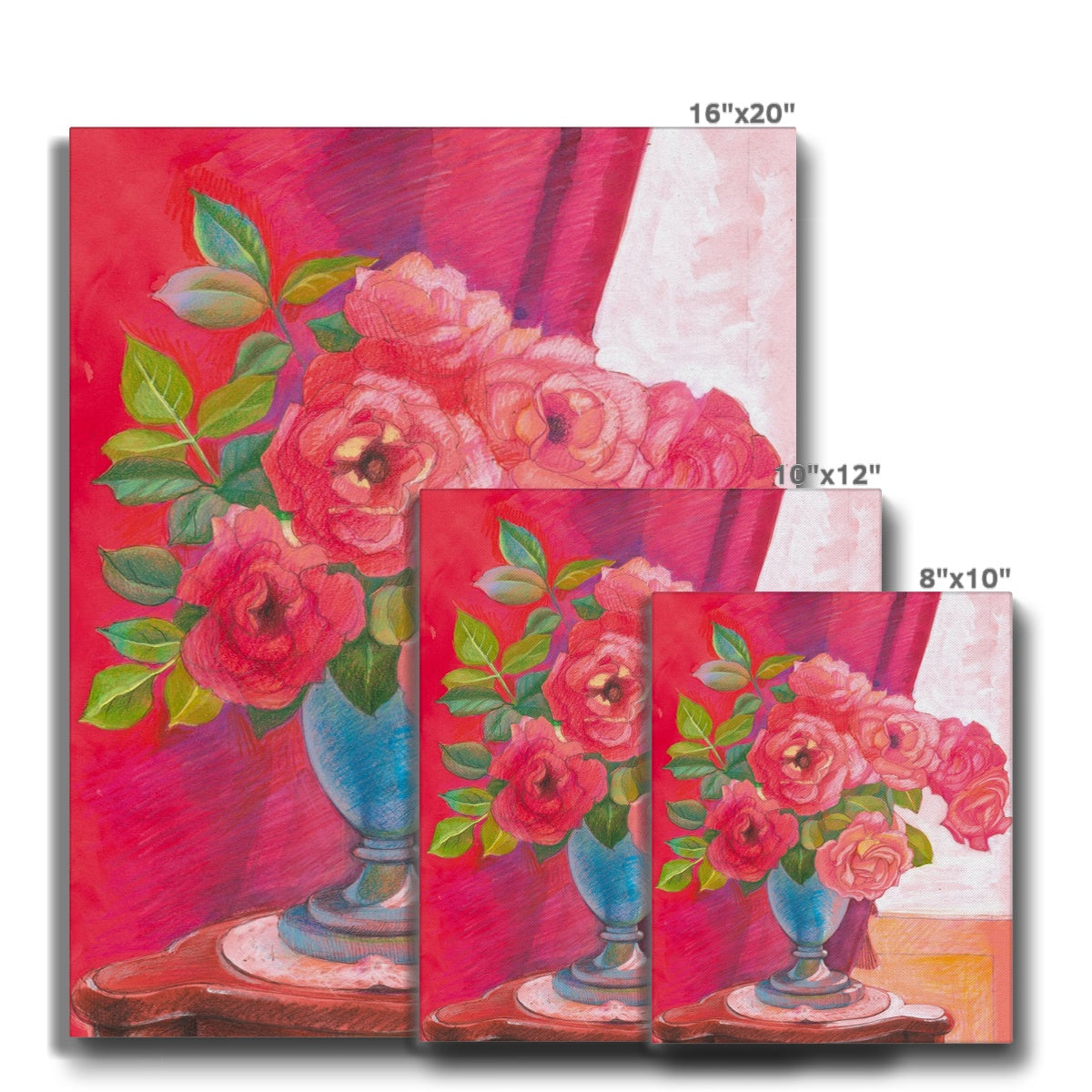 Van Gogh Red Roses Vase Painting Canvas