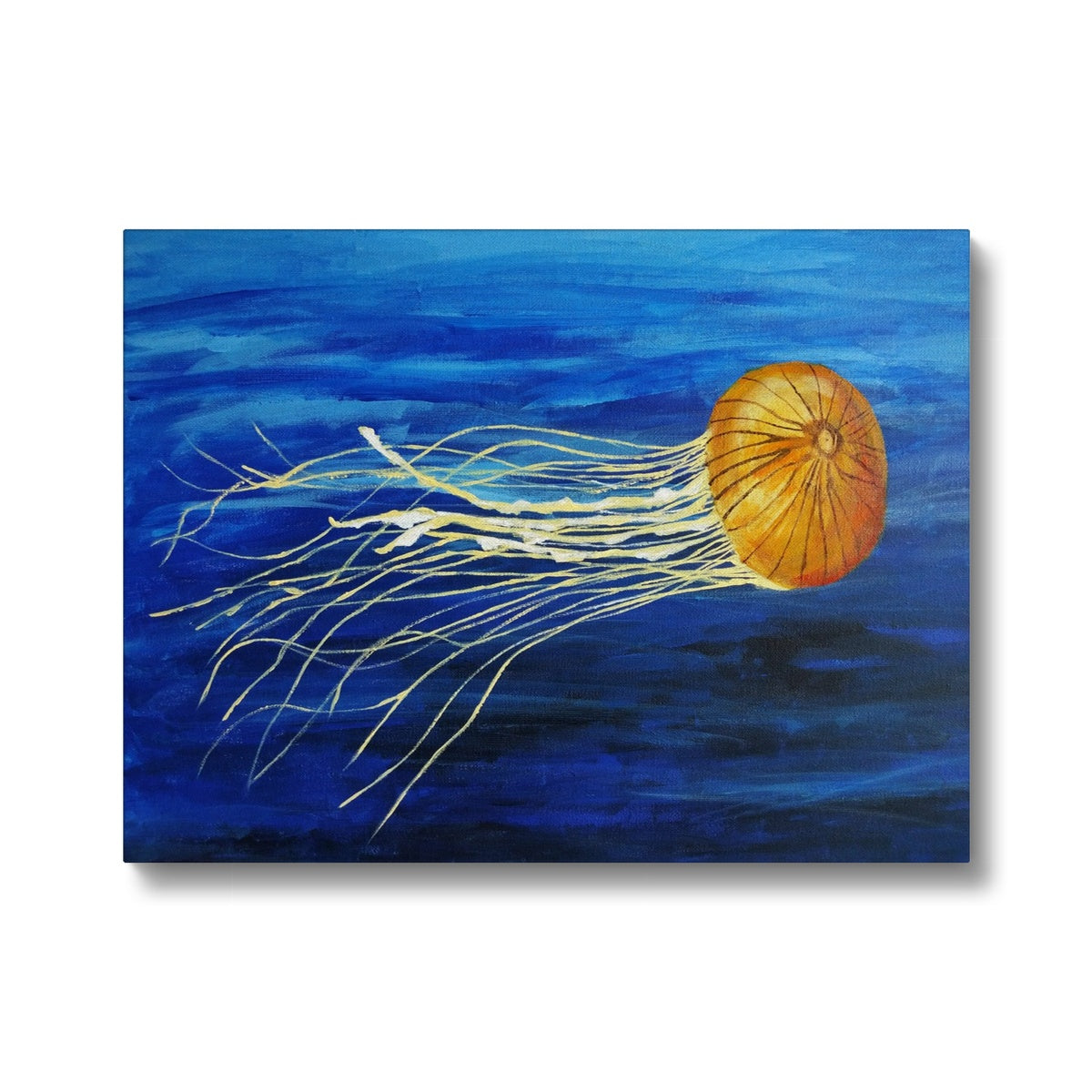 Orange Jelly Fish In Sea Canvas