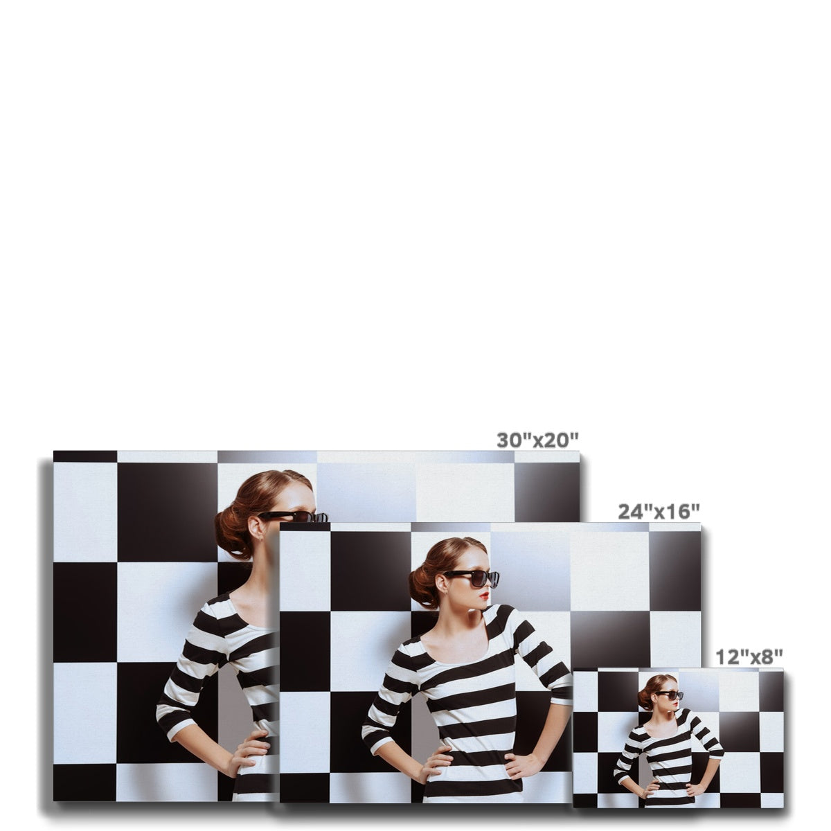 Amazing Black & White Checkered Dress Canvas