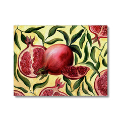 Pomegranates Yellow Seamless Print Canvas