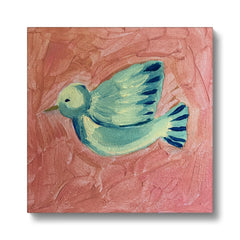 Cute Blue Flying Birdie Canvas