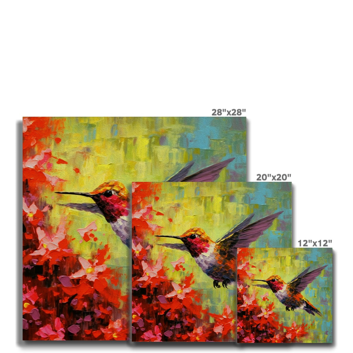 Hummingbird & Abstract Autumn Art Canvas
