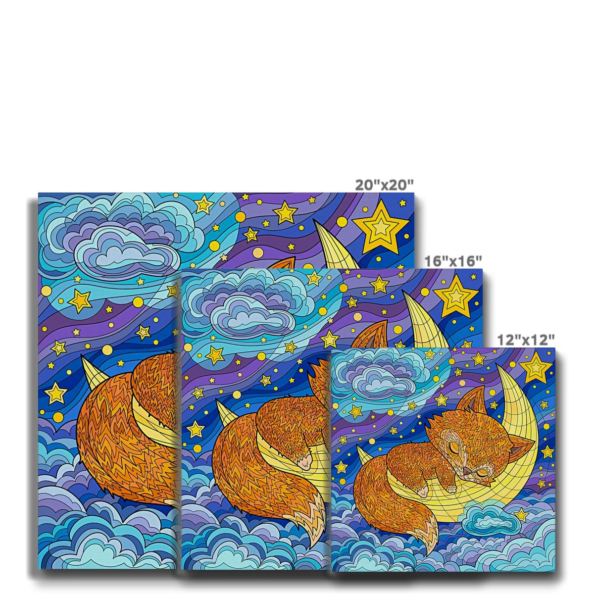 Little Fox Sleeping On Moon Canvas