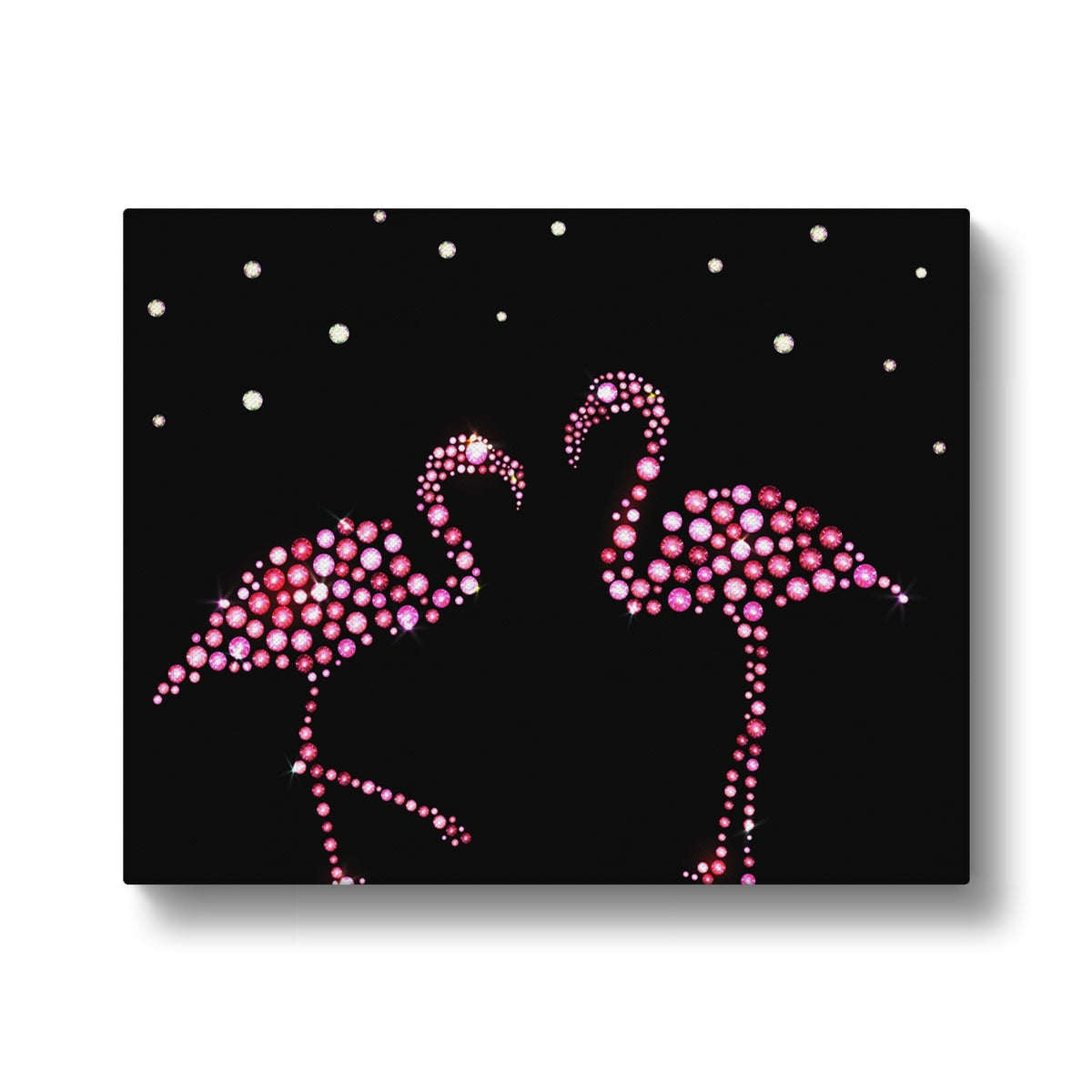 Sparkling Flamingos Portrait Canvas