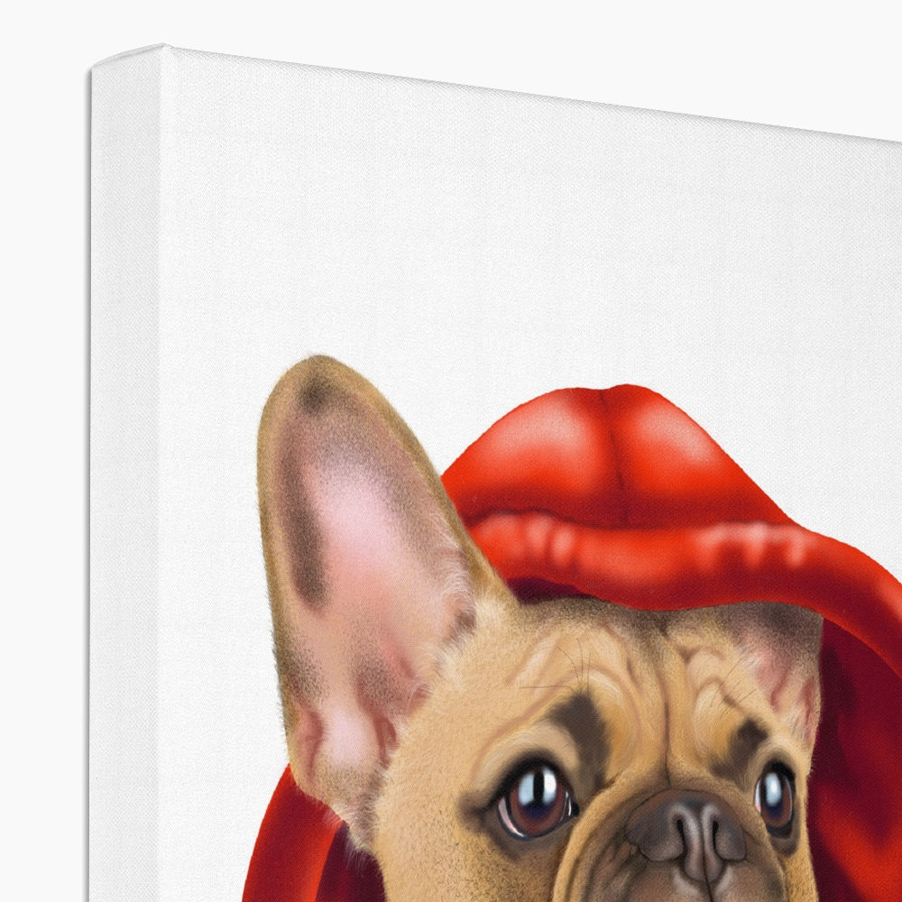 French Bulldog In Red Hoodie Canvas