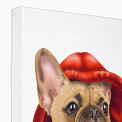 French Bulldog In Red Hoodie Canvas