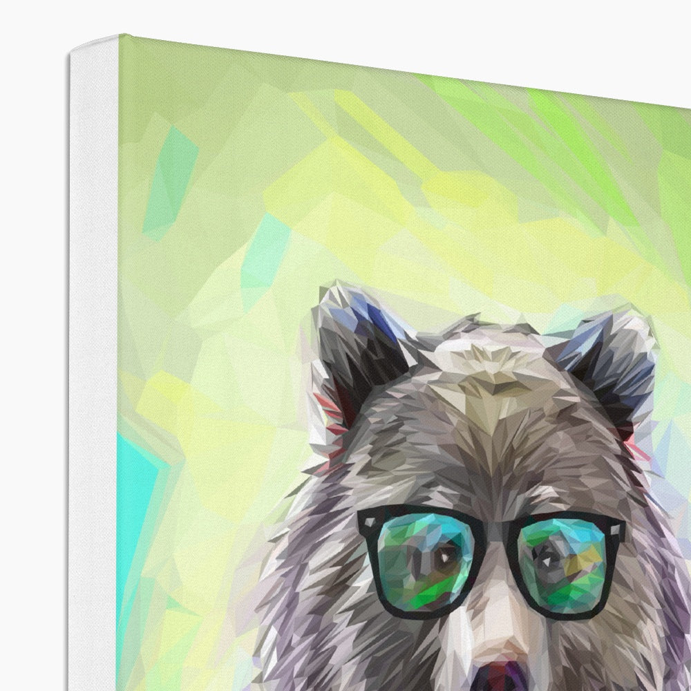 Brown Bear With Glasses Illustration Canvas