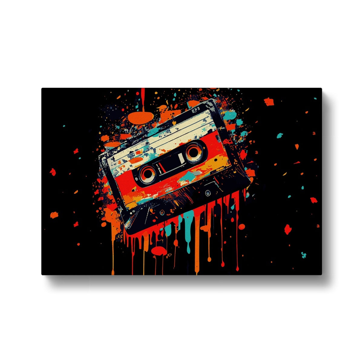 Black Cassette Tape Art Canvas