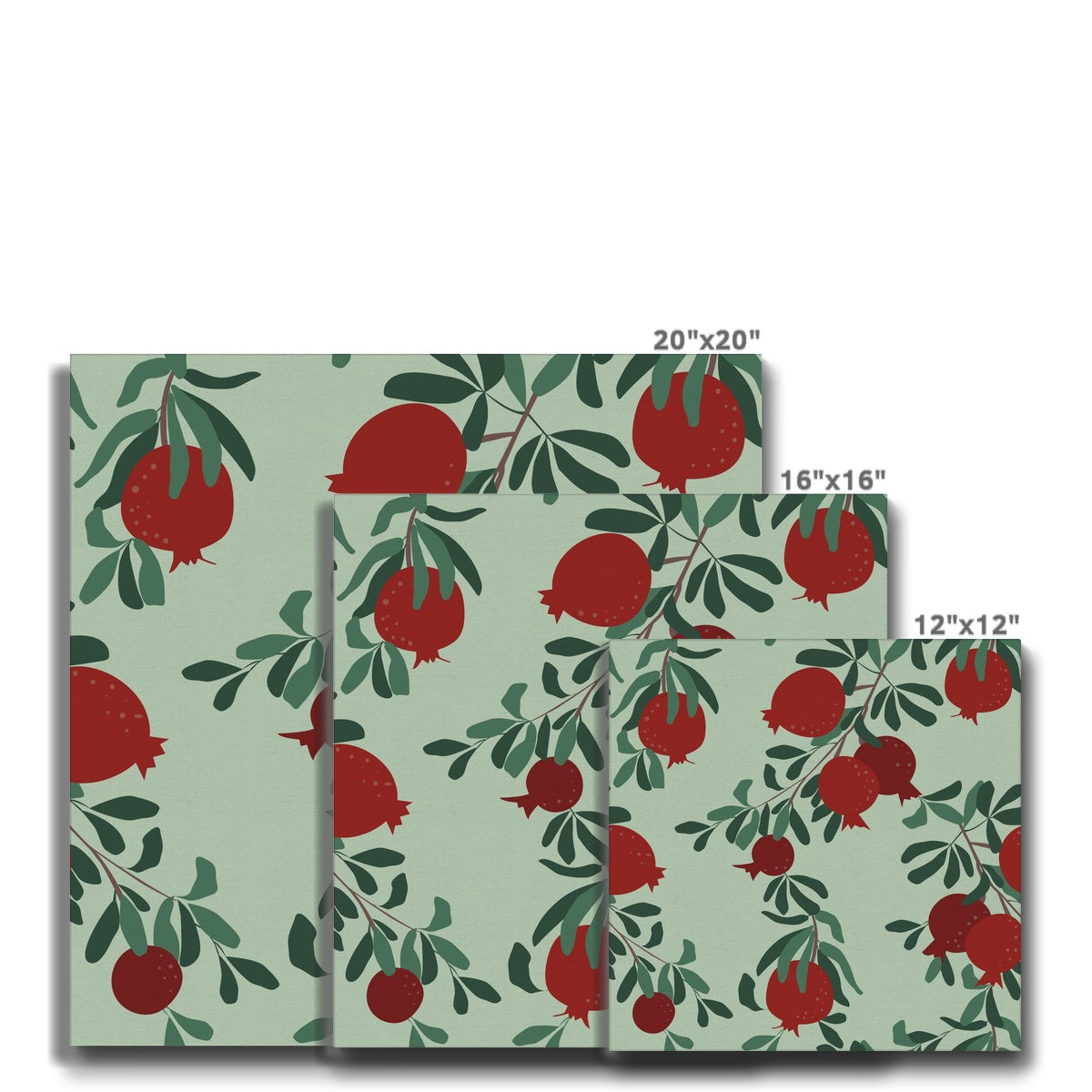 Pomegranates Green Seamless Print Canvas