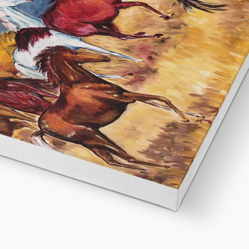 Charming Horse Herd Painting Canvas