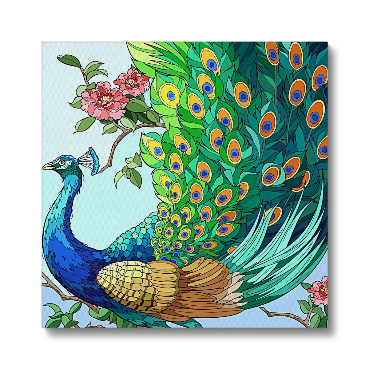 Adorable Peacock Illustration Canvas