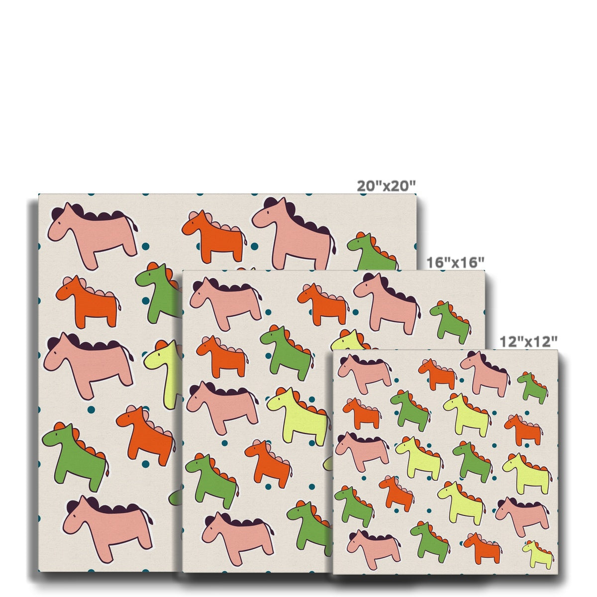 Multicolor Horses Seamless Print Canvas